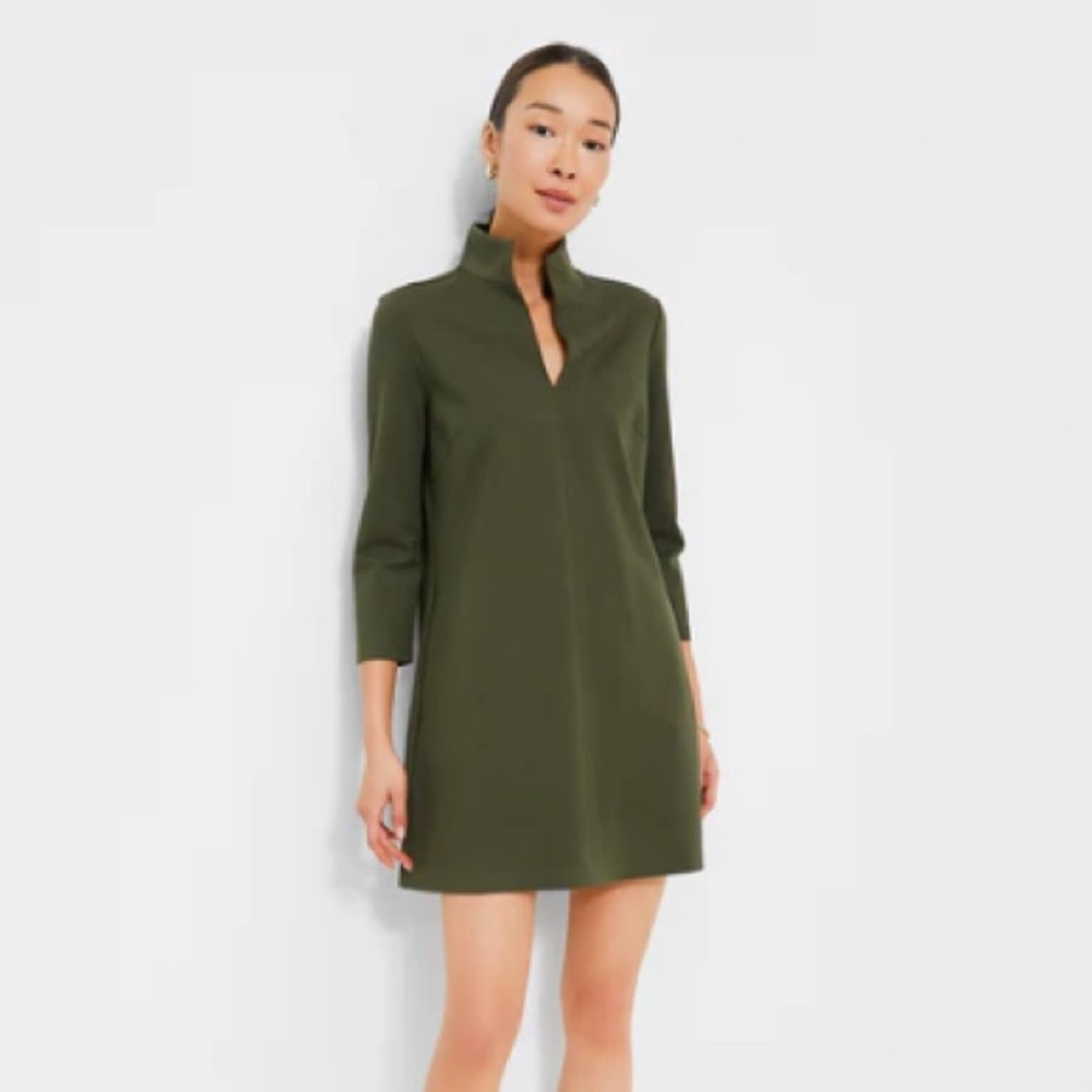 Tuckernuck Olive Green Ponte Clifton Dress with pockets (S)
